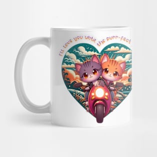 Valentines day kawaii cats on a motorbike Mug